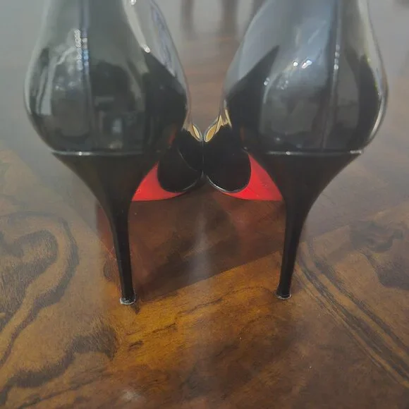 Christian Louboutin Decollete Size 36 100mm Black Patent Heels - Picture 3 of 6